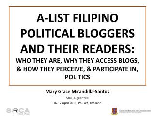 Mary Grace Mirandilla -Santos SIRCA grantee 16-17 April 2011, Phuket , Thailand