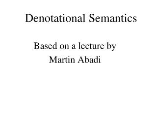 Denotational Semantics