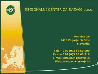 REGIONALNI CENTER ZA RAZVOJ d.o.o.