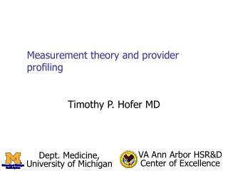 Measurement theory and provider profiling