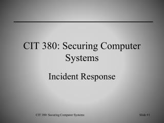 CIT 380: Securing Computer Systems