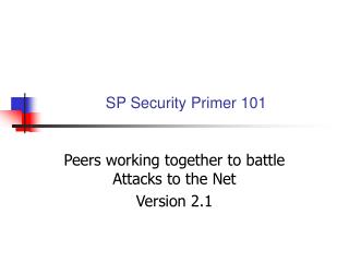 SP Security Primer 101