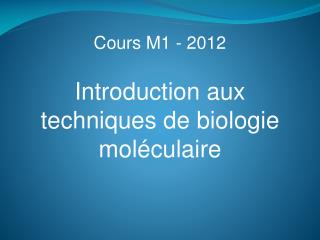 Cours M1 - 2012