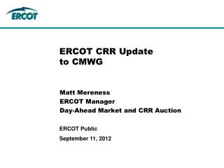 ERCOT CRR Update to CMWG