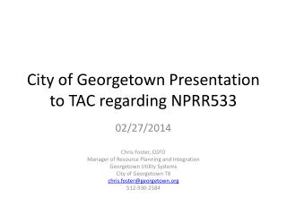 City of Georgetown Presentation to TAC regarding NPRR533