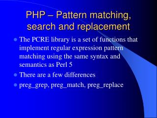 PHP – Pattern matching, search and replacement