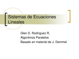 Sistemas de Ecuaciones Lineales