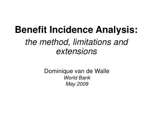 Benefit Incidence Analysis: the method, limitations and extensions