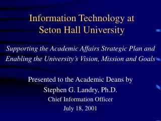 Information Technology at Seton Hall University