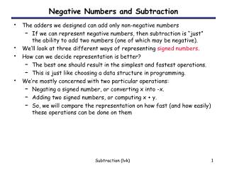 Negative Numbers and Subtraction