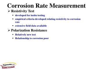 Corrosion Rate Measurement