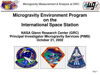 Microgravity Environment Program on the International Space Station