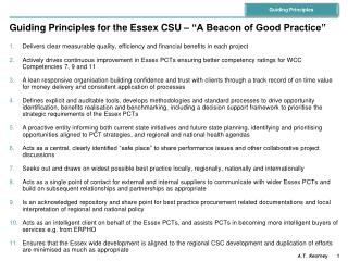 Guiding Principles for the Essex CSU – “A Beacon of Good Practice”