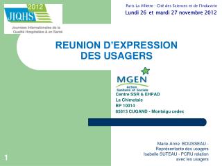 REUNION D’EXPRESSION DES USAGERS