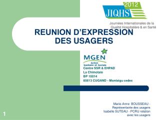 REUNION D’EXPRESSION DES USAGERS