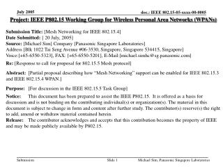 Project: IEEE P802.15 Working Group for Wireless Personal Area Networks (WPANs)