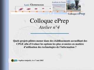 Colloque ePrep Atelier n°4
