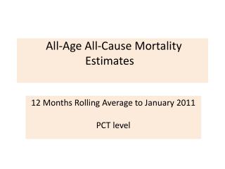 All-Age All-Cause Mortality Estimates  