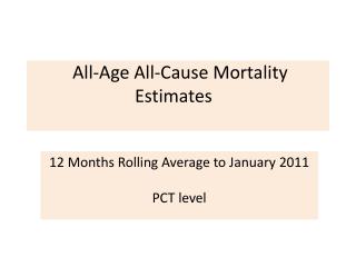 All-Age All-Cause Mortality Estimates  