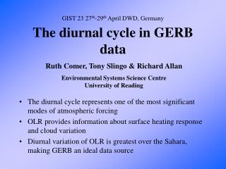 The diurnal cycle in GERB data