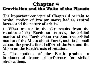 Chapter 4 Gravitation and the Waltz of the Planets