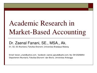 Academic Research in Market-Based Accounting