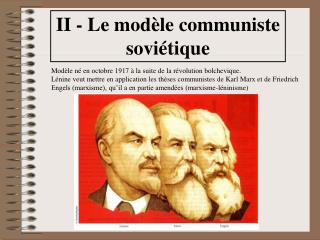 II - Le modèle communiste soviétique