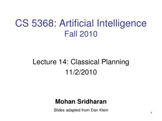 CS 5368: Artificial Intelligence Fall 2010