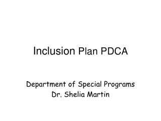 Inclusion Plan PDCA