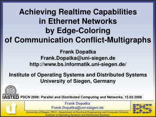 Achieving Realtime Capabilities in Ethernet Networks by Edge-Coloring