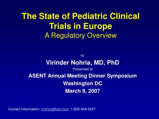 The State of Pediatric Clinical Trials in Europe A Regulatory Overview