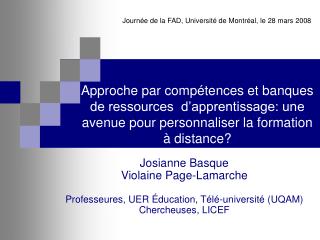 Journée de la FAD, Université de Montréal, le 28 mars 2008