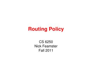 Routing Policy