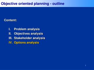Objective oriented planning - outline