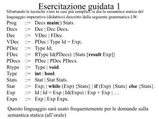 Esercitazione guidata 1