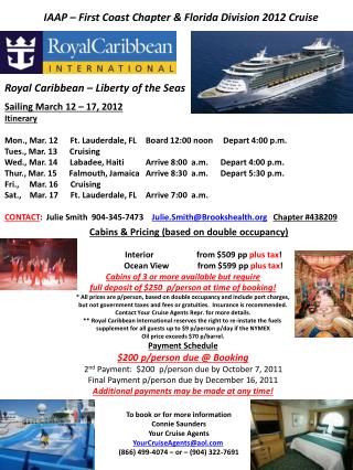 Sailing March 12 – 17, 2012 Itinerary