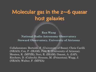 Molecular gas in the z~6 quasar host galaxies