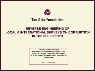 REVERSE ENGINEERING OF LOCAL &amp; INTERNATIONAL SURVEYS ON CORRUPTION IN THE PHILIPPINES