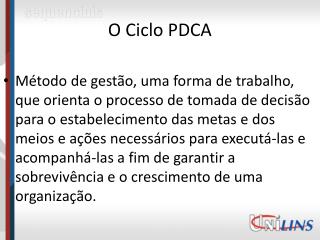 O Ciclo PDCA