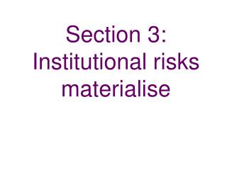Section 3: Institutional risks materialise