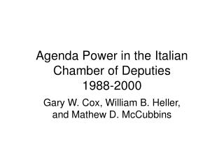 Agenda Power in the Italian Chamber of Deputies 1988-2000