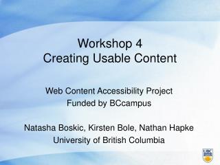 Workshop 4 Creating Usable Content