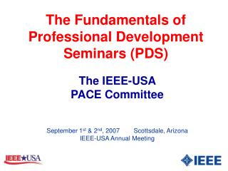 The Fundamentals of Professional Development Seminars (PDS)