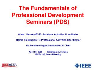 The Fundamentals of Professional Development Seminars (PDS)