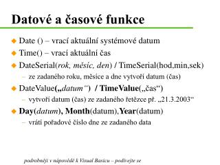 Datové a časové funkce