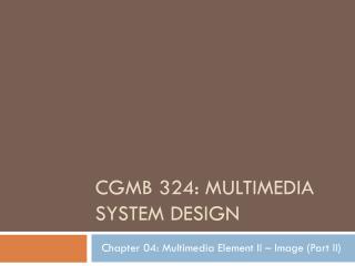 CGMB 324: Multimedia System design