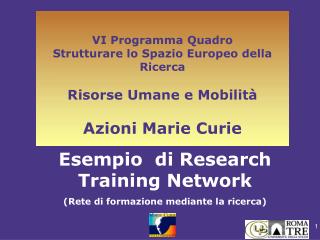 Esempio di Research Training Network (Rete di formazione mediante la ricerca)