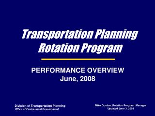 Transportation Planning Rotation Program