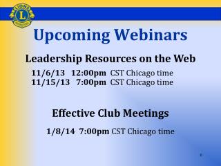 Upcoming Webinars