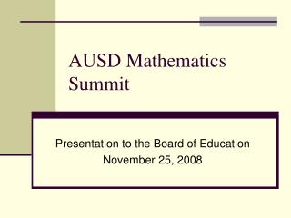 AUSD Mathematics Summit